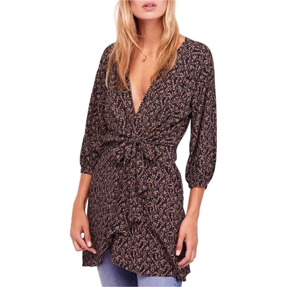 NWT Free PeopleโClara Tunic Tie-Front Tunic Dress, SizeโXS
